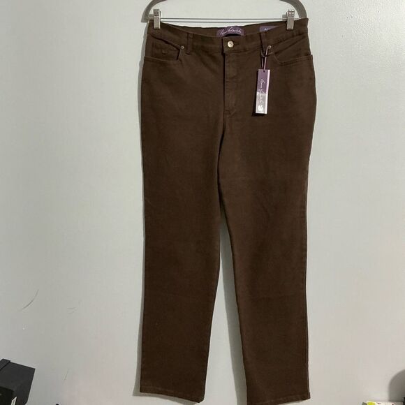 GLORIA VANDERBILT brown Amanda tapered leg, classic rise  NWT size 14 - Picture 2 of 9